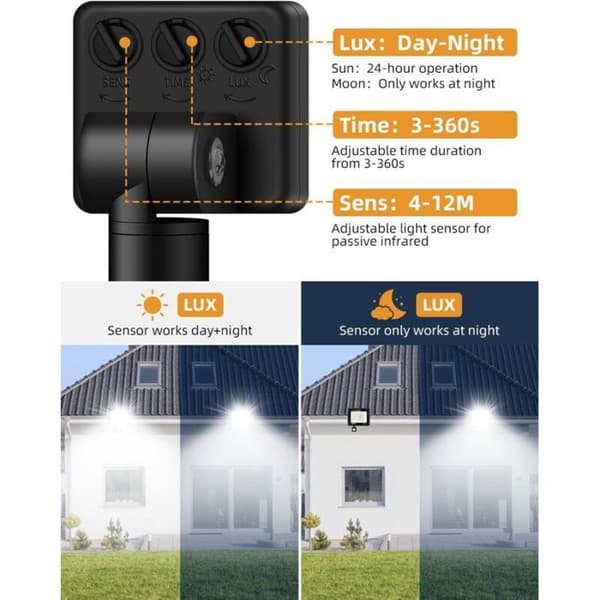 50W Utomhus LED-strålkastare med rörelsesensor, Superljus 5000LM Utomhus LED-strålkastare, 6500K Kallvit LED-spotlight