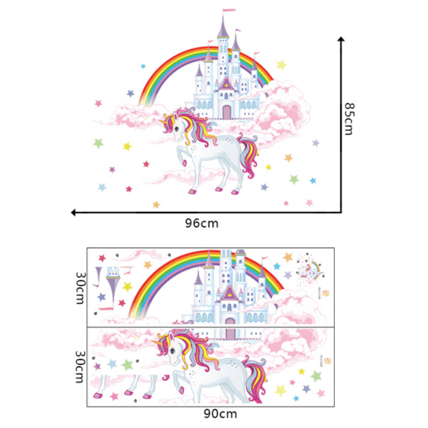 Regnbågslott Unicorn Väggdekaler Dekorationer för Barnens Sovrum
