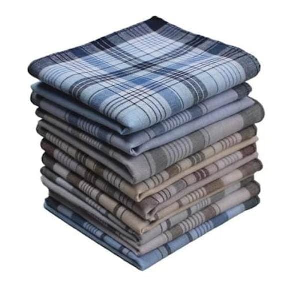 10-pakning lommetørklær i 100 % bomull for menn 38x38cm [JUN]