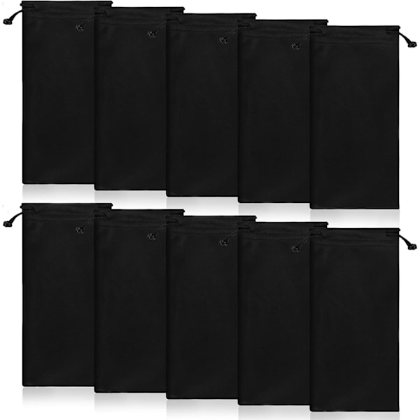 10-pack mikrofiberfodral för solglasögon, rengörings- och förvaringsväska för prylar i glasögonfodral Black-10 Pack