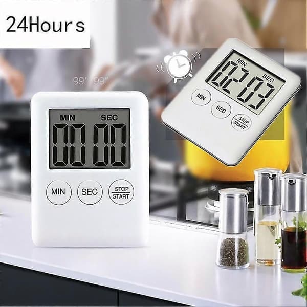 Magnetisk Fyrkantig LCD Digital Timer Kök Matlagning Nedräkning Alarm Klocka Verktyg Silver