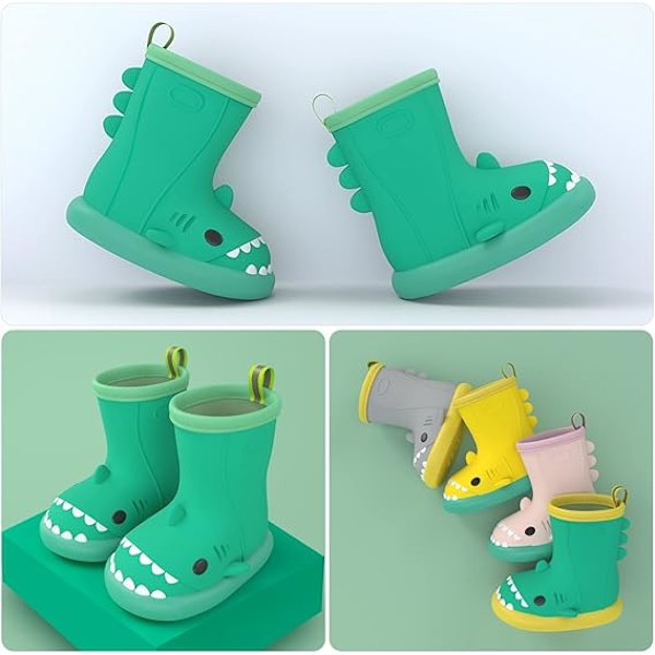 1 par Toddler Regnstövlar Barn Flickor Wellies Söta Mönster Pojkar Wellies EVA Halksäker Vattentät Baby Utomhusskor Green 17cm