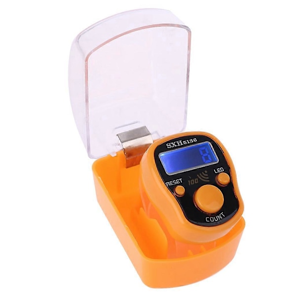 Bærbar Digital Elektronisk Håndledstæller med LED-lys & Lyd Finger Værktøj Orange