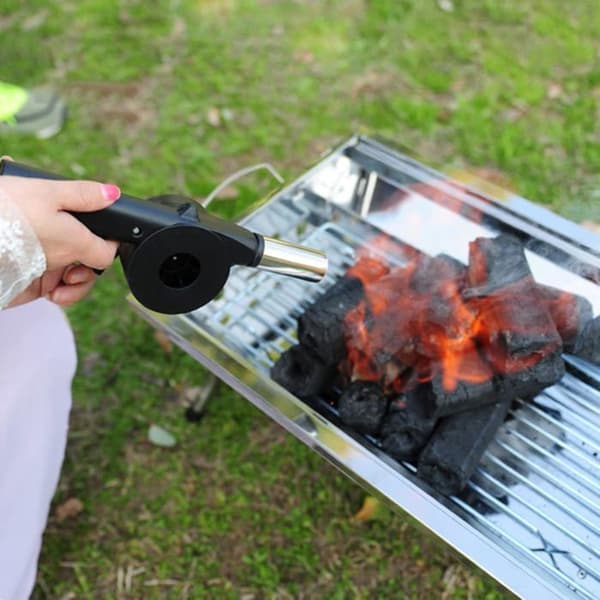 Manuel blæser - 1 enhed - Rustfrit stål - Grillstarter - Udendørs camping - 26,5 cm sort