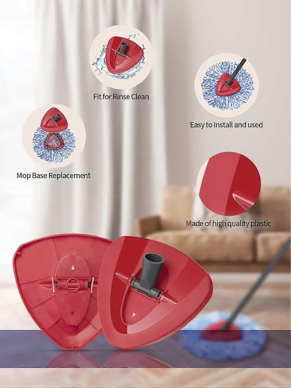 Spin Moppehode Erstatningsbase Roterende Trekant Moppehode Deksel Plastbase Etui Kompatibel med vileda EasyWring Tilbehør, Pakke med 3, 1 stk