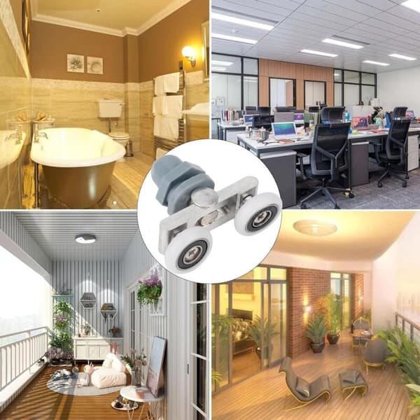Sæt med 4 dobbeltruller til top- og bundbrusedøre - Ingen støj - Dobbelt skydeluller - 23 mm