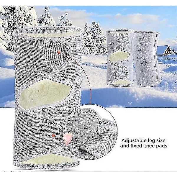 2 kpl Paksut fleecevuoriset polvenlämmittimet naisille ja miehille, kashmirpolvituki, villaiset polvihihat, harmaa-XinHan Gray XL