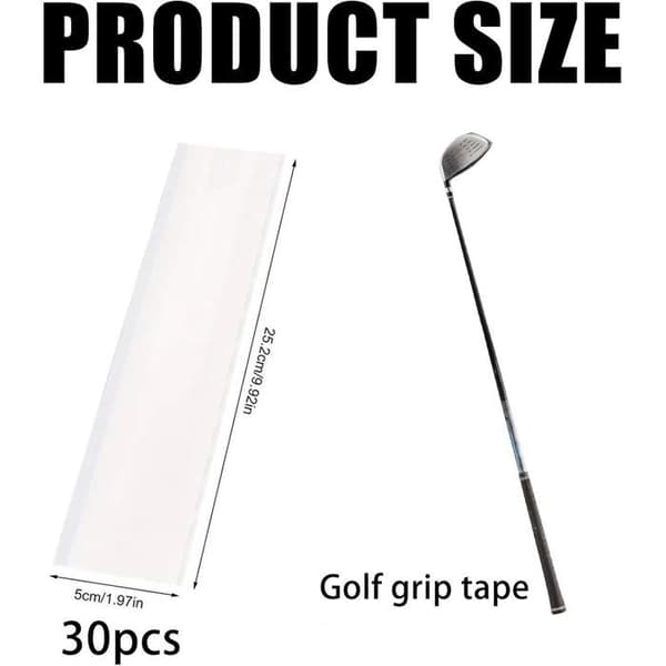 30 hvide golfklæbestrimler 25x5 cm dobbeltsidet til omgripning af køller jern driver putter reparationspunkter
