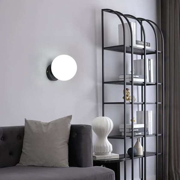 Indendørs Væglampe - 1 Enhed - Glas og Sort Metal - Kugleformet Design E27 - Til Stue/Soveværelse