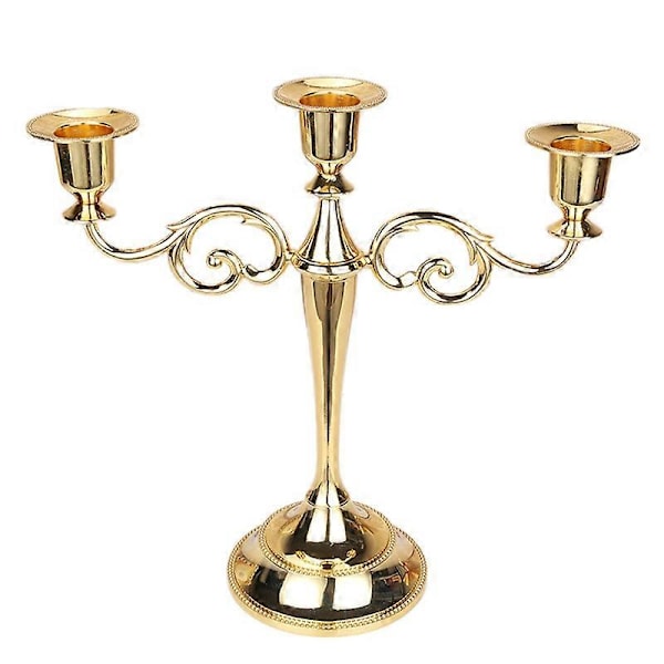 Metall 3/5-armet Lysestake Romantisk Middag Ferie Bryllup Dekor Golden 3-Head