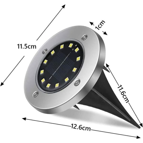 12 LED solcellelampe til udendørs brug, 12 stk. havelamper til nedgravning, 6000K, IP65 vandtæt, indbygget solcelle-spotlight