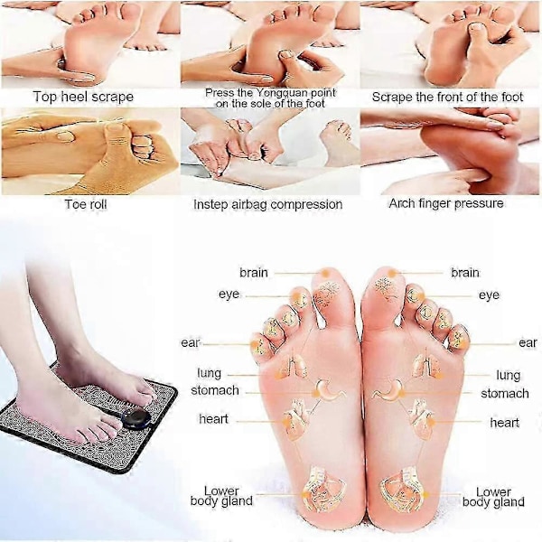 Ems Fotmassasje Matte For Nevropati - Fotstimulator Massasjeapparat For Forbedret Blodsirkulasjon Og Smertelindring Ved Plantar Fasciitt, Muskelavslapning Mass Massager Set