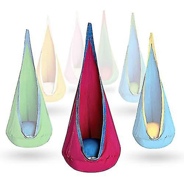 OUTREE Pod Swing Stol for Barn 100% Bomull Hengekøye Stol for Innendørs og Utendørs bruk rose