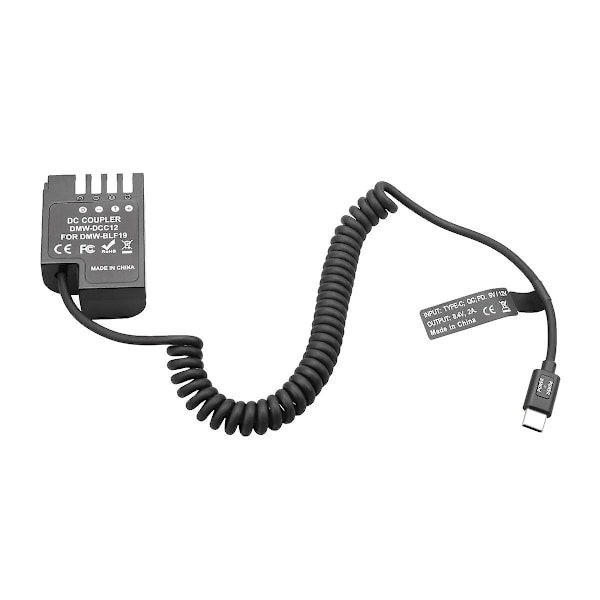 DMW-BLF19 Dummy Batteri DCC12 PD USB-C Kobler til GH3 GH4 GH5 GH5S