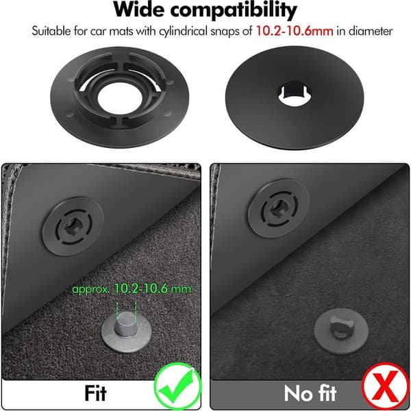 Set med 4 par bilmattklämmor, fästöglor för bilmattor, Audi/Skoda biltillbehör