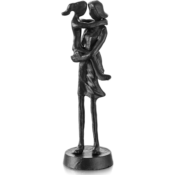 lron Mor och Dotter Skulptur Present - Svart Metall Mamma Dotter Staty för Mors Dag Födelsedag från Dotter till Mamma Unik Figur Prydnad