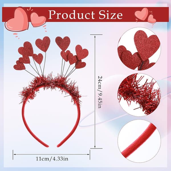 Julepaljetter Hjerte Hodebånd Glitter Hjerte Hårbånd Hjerteformet Dekor Hodebånd Rødt Hjerte Glitter Stjerne Hodebånd Hodebøyle Hårtilbehør Red
