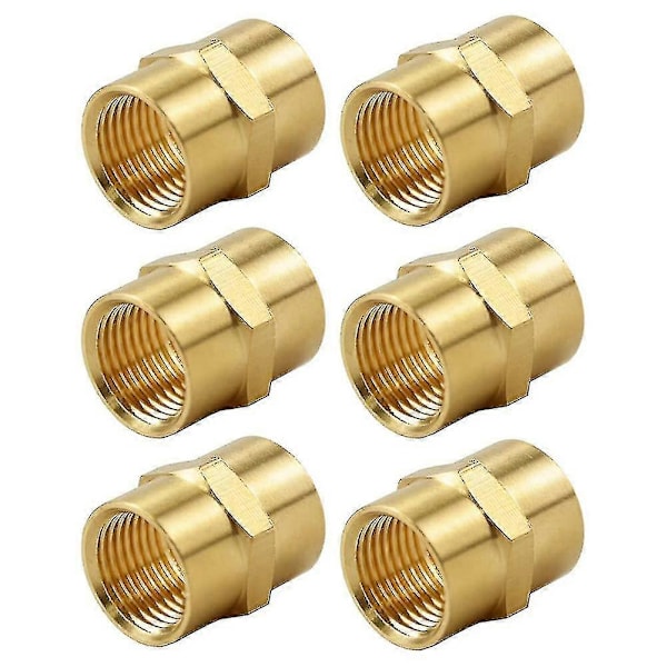 (6 pakke) Messingkoblingsreduktion, 1/4 tomme Npt X 1/4 tomme Npt hun