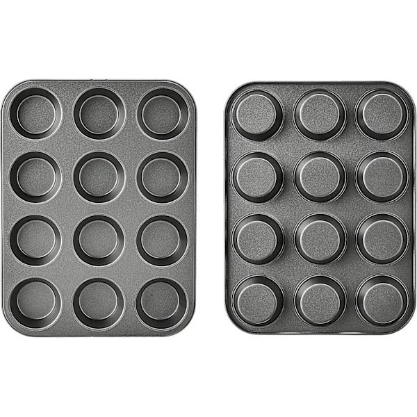 Non-stick Rund Muffinplåt i Kolstål, 2-Pack, Grå