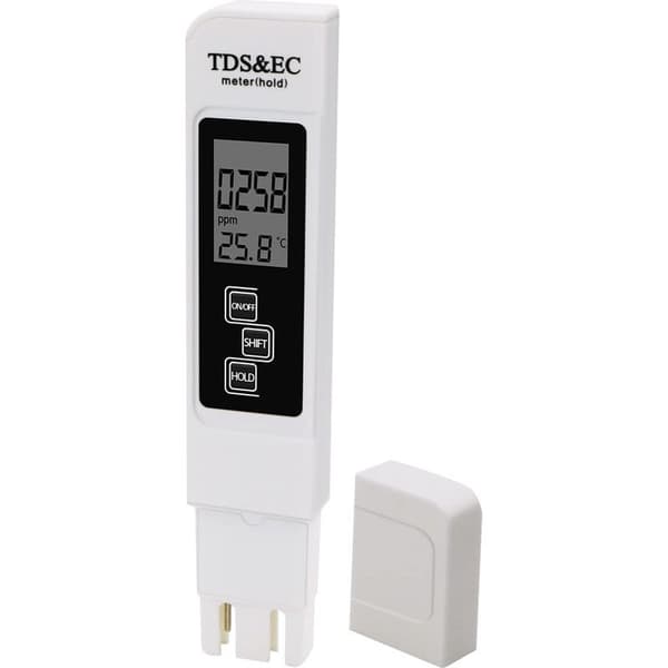 TDS EC 3-i-1 Digital Vattenkvalitetstestare Mätare med LCD-display, Temperatur- och Konduktivitetsmätning (0-9999 PPM), Dricksvattenkvalitet