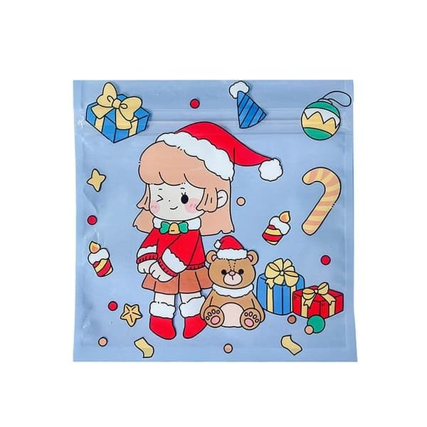 120 søte jentesnacks-poser selvklebende God Jul-kjeks