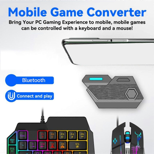 Gamepad Mobil PUBG Controller Gaming Tastatur Mus Konverter Bluetooth til IOS Android Spil Adapt