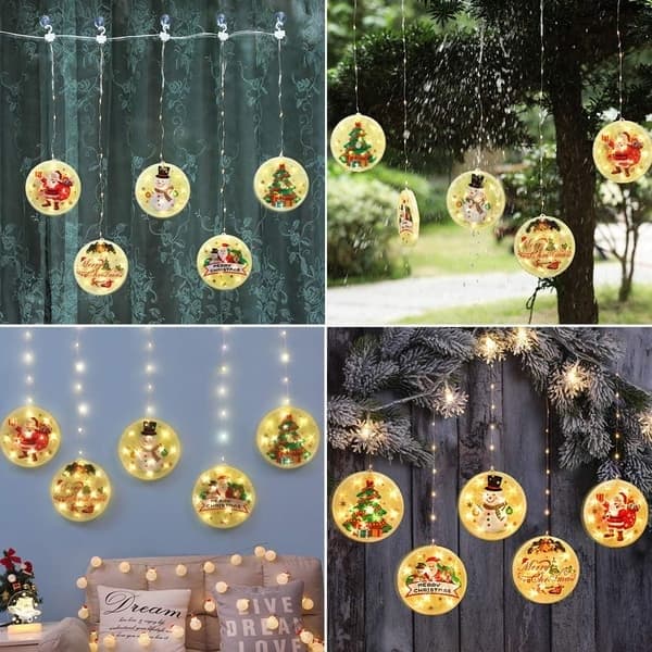 Julelysgardin 1,5M 113 LEDS 3D Hængende Julemønster USB Julelys Indretning LED Lyskæde til Altan Terrasse