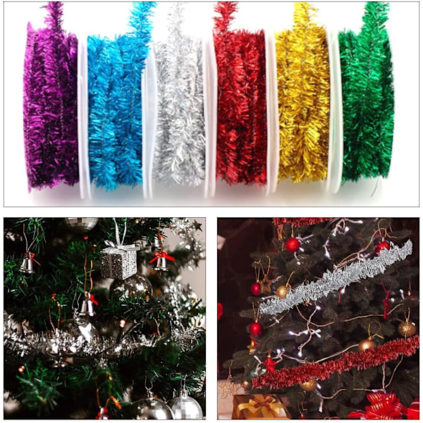 Julgransglitter Girlang Julgranshängande Glitter Dekoration Blank Garland Metallisk Julgransgirlang Hängande Dekorationer för Högtiden