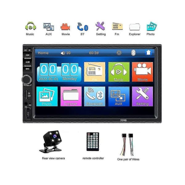 Universal 7-tums 2 Din Bilradio Inspelningsspelare Pekskärm Stereo Mp5 Bluetooth Multimediaspelare