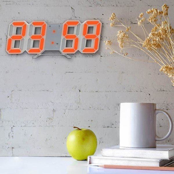 LED Digital Väggklocka med Glödande Nattläge Justerbar Elektronisk Bordsklocka Väggklocka Dekoration Vardagsrum LED-Klocka [dB} Orange Orange