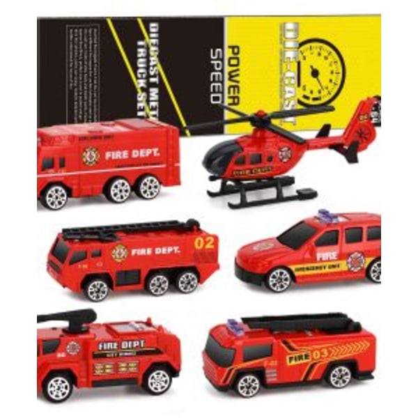 BLACK FRIDAY Leksaksbilar metall/plast - 6 pack - Brandförsvar brandförsvar (röd)