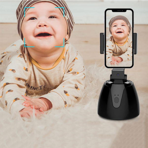 Selfiehållare / mobilhållare med automatisk tracking 360 grader svart