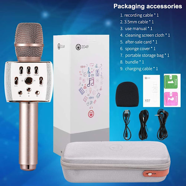 LAGERRENSNING Bluetooth karaoke mikrofon 12W inbyggda högtalare – X37