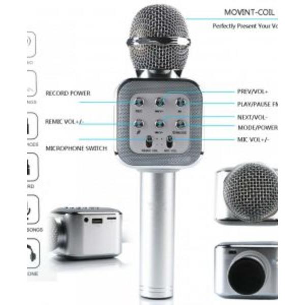 LAGERRENSNING KTV portabel bluetooth karaoke mikrofon WS-1818 orginal - SILVER SILVER