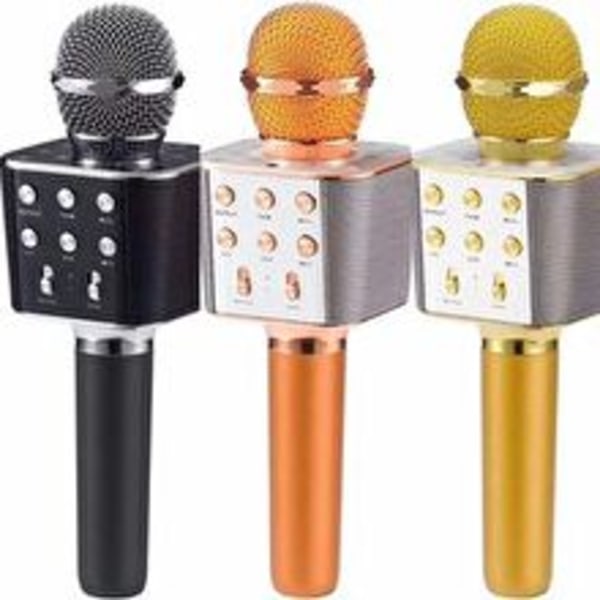 LAGERRENSNING KTV bluetooth mikrofon karaoke inbyggda högtala WS1688 orginal guld