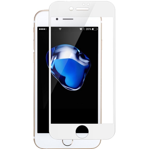 Heltäckande iPhone 7 Härdat Glas Skärmskydd 0,2mm - Vit Transparent