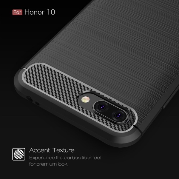 Huawei Honor 10 Anti Shock Carbon Stöttålig Skal Black