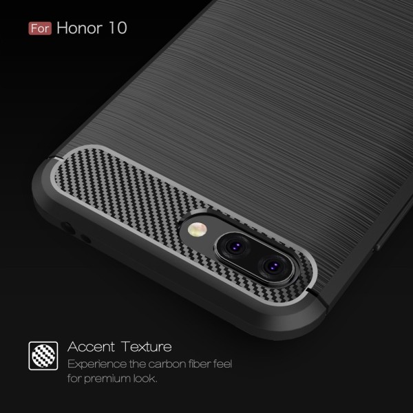 Huawei Honor 10 Anti Shock Carbon Stöttålig Skal Svart
