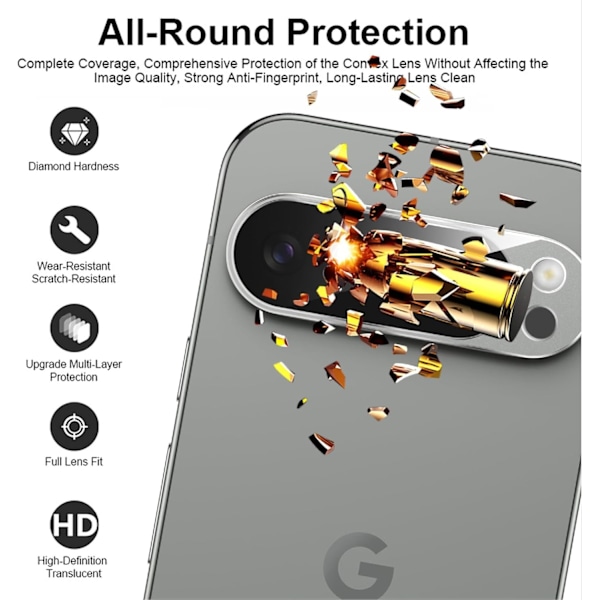 Google Pixel 9 Pro Kamera Linsskydd Härdat Glas 0,2mm Transparent