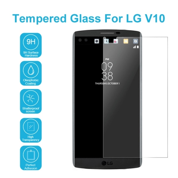 2-Pak LG V10 hærdet glas skærmbeskytter 0,3 mm Transparent