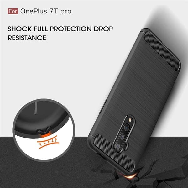 OnePlus 7T Pro Anti Shock Carbon Stöttålig Skal Svart