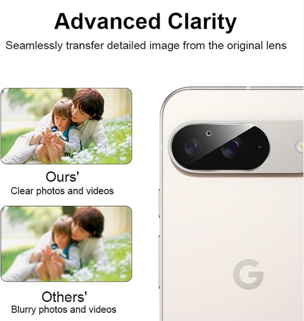 2-Pack Google Pixel 9 Kamera Linsskydd Härdat Glas 0,2mm Transparent