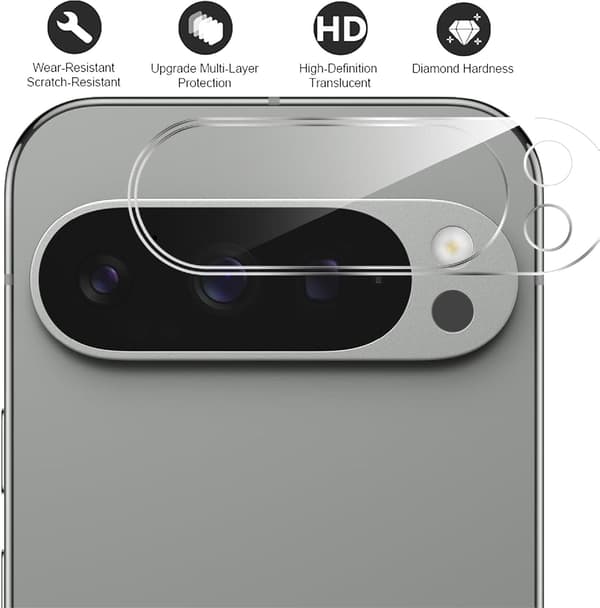 2-Pack Google Pixel 9 Pro Kamera Linsskydd Härdat Glas 0,2mm Transparent