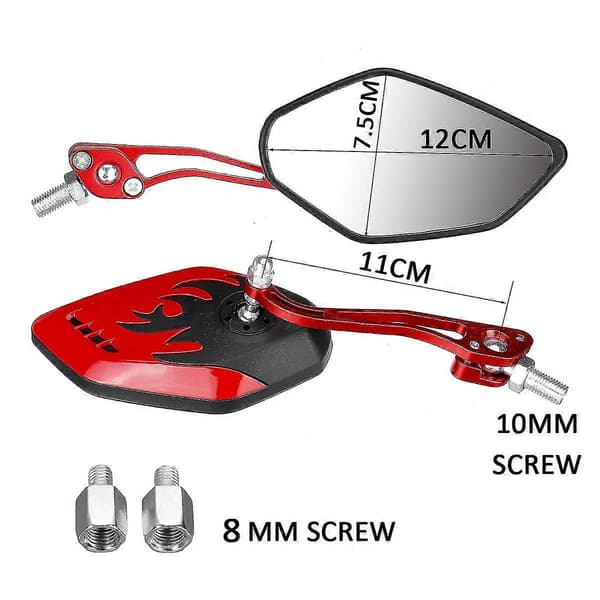 2 PCS Screw Diameter 10mm / 8mm Side Mirrors for Motorcycle Scooter 360 Degree Rotation Motorcycle R