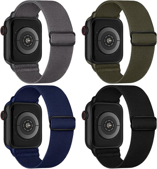 4-pak Stretch Nylon Elastiske Bånd Kompatible med Apple Watch