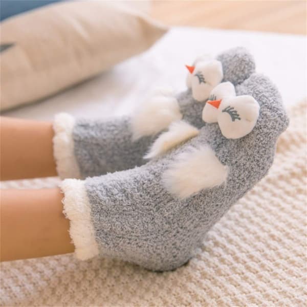 Hemmastrumpor tykke søde strømper koralfleece sove strømper vinter varme strømper plys strømper strikkede strømper fluffy vinter varme strømper