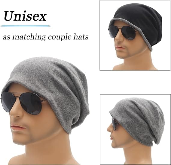 Vinter Slouchy Beanie Huer til Kvinder Mænd Blød Varm Vendbar Ski
