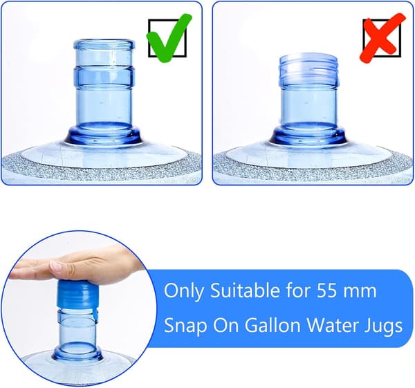 100-pack vattenflasklock, 55 mm 3 & 5 gallon spillfria kannbyteslock för dispenseringskannor, inkluderar 1 träpinne för att ta bort blått Blue