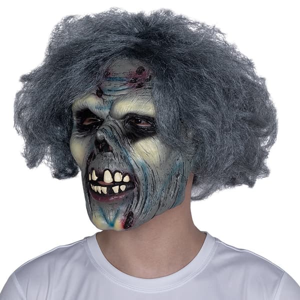 Forfallende zombiemaske, grå, én størrelse Halloween skummel zombie Ma