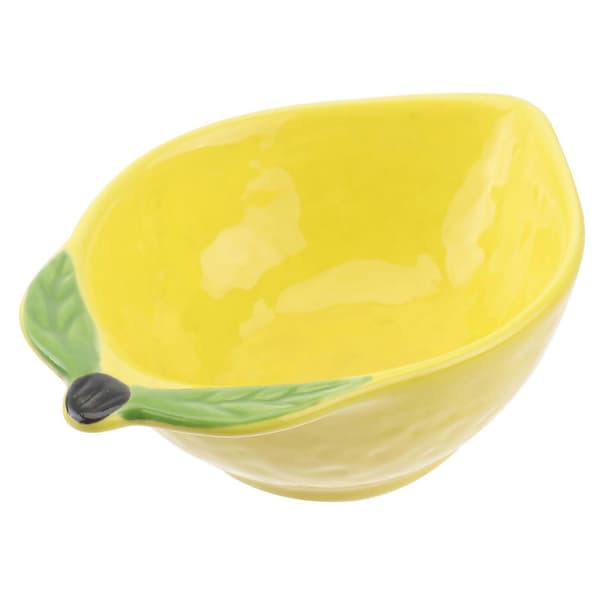 Ceramic Dessert Bowl Lovely Design Dish Dried Fruit Dish Food Plate for Snacks Fruit Salad (Lemon)